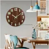 Wall Clocks 12 Inch Luminous Wood Silent Light In Dark Night Nordic Fashion Non Ticking With 230504 Drop Delivery Dhfez