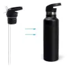 New Sports Water Bottle Straw Lid, 12 Oz, 18 Oz, 21 Oz, 24 Oz Leak Proof Straw Cap, Flip Cap, 4 Straw,4 Cleaning Brushes