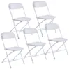 Ny uppsättning av 5 plast fällbara stolar Wedding Party Event Chair Commercial White6958965