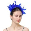 Elegant Black Feather Headbands Fascinator Wedding Bridal HairClip Hat For Party Cocktail Headpiece Lady Floral Pattern HeadWear