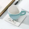 Bordmattor Stickning Raven (Black) Ceramic Coasters (Square) Tile Coffee Cup Stand Cute Kitchen for Accessories