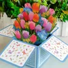 Party Decoration Up gratulationskort 3D Tulpan Flower Card Garden Bouquet Formed Writing Area för årsdagen