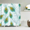 Rideaux de douche plumes colorées fleurs oiseaux rideaux salle de bain imperméable en tissu de bain polyester avec crochets