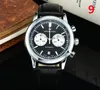 Mens Quartz Watch Designer bekijkt Kalender Lederen band Roestvrij staal vijf steken All Dial Working topmerk Hamilt High Quality Fashion Watch