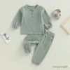 Vêtements Ensembles 2 pièces Summer Baby Boys Girls Girls Vêtements Set Casual à manches longues Bouton T-shirt + Pantez Pant