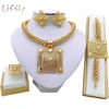 Necklace Earrings Set Gold Color African For Women Nigerian Bridal Wedding Luxury Jewellery Bracelet Ring