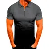Herrpolos muskel t skjortor sträcker kort ärm Slim fit polo träna tee 3d tshirts
