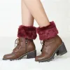 Femmes pour legher Winter Automne Lady Crochet Tricoted Trip-Over Fur Trim Trip Boat Choches épais Cuffs de coffre