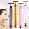 Face Massager 24K Gold Face Lift Bar Roller Vibration Slimming Massager Ansikt Stick Ansiktsskönhet Skinvård T -format vibrerande verktyg 240409