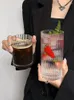 Bicchieri da vino tazza di vetro a bassa bassa trasparente tazze d'acqua addensate verticali per il succo di latte per succo di whisky cocktail home office bar