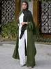 Etnik Giysiler 2024 Moda Müslüman Kimono Abaya Katı Çizgili Retro Hardigan Robe Dubai Orta Doğu Suudi Arabistan Eid Giysileri