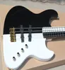 Factory Custom preto e branco 4 Strings Bass de baixo elétrico com fingerboard bordogold hardwaresoffer personalizado8893409