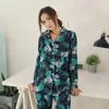 Abbigliamento da casa carino floreale femminile da donna addormentato set da donna collare a turno con maniche lunghe pijama femminino