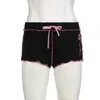 Y2K Low Rise Bottoms Donne sexy coreane Mutandine estetica Kawaii Stitching Shorts Shorts Stampa per prua Short Coquette 240407