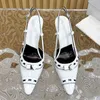 Sandals Est Spring Summer Elegant High Heel Trendy Patent Leather Women Shoes Pointed Toe Solid Color Metal Buckle Decor