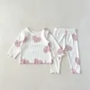 ミランセルスプリングベイビーパジャマセットドットプリント幼児の女の子スリーパーウェア幼児屋内服スーツ240325