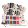 12/24/36/48/72 Hole colorful cloth pencil case antique aesthetics stationery cosmetic pencil storage bag stationery box 050045