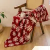 Blankets Christmas Snow Elk Knitted Blanket Holiday Living Room Decoration Sofa Bed Cover Red Bedroom End