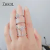 Cluster Rings Zakol Fashion Hjärtform Zirkonia Knuckle Connection For Women Wedding Open Ring Engagement Party Anillos Jewelry