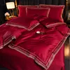 Постилочные наборы Oloey Set Eghptian Cotton Soft Pedvet Cover Plat Sheet Plowcases Luxury Emelcodery Bed Gift 4pcs