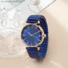 Wristwatches Luxury Treasure Blue Simple Crystal Ladies Quartz Casual Stainless Steel Stretch Strap Fashion Women Dress Clock es240409