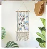 Tapestries Boheemian Macrame Wall Hangende PO -kaart Display Afbeeldingen Organisator met houten clips Handgemaakt geweven tapijthuis Decor