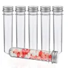 6pcs 40ml Tubos de teste de plástico Mini jar de metal tampa de especiar