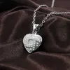 Heart Shape Pendant Necklace S Sier Plated Full Diamonds Stone Women Girls Lady Wedding Jewelry