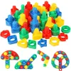 8 Set Vidalı Yapı Taşları Plastik Ekleme Blokları ÇOCUKLAR İÇİN SUN ŞEKİLİ TOYS EĞİTİM Oyuncaklar Montessori Ölçek Modelleri
