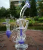 Fab ei turbine perc waterpijphaak unieke bongs 14 mm dubbele recycler percolator waterpijpen groen paarse roze olie dab rigs met komglas bong