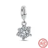 925 Sterling Silver Bästa vän Lucky Cat Dog Paw Print mousserande hjärtpärlor Fit Original Pandora Charms Armband Women smycken