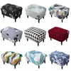 Chair Covers Spandex Flower Printed Footstool Cover Stool Living Room Sofa Foot Bench Orthogon Stretch Removable Footrest