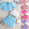 Clothing Sets Toddler Kids Clothes Girls For 2-8Y Children Summer Short Coat Vest High Waist Pleated Skirts Party Outfit