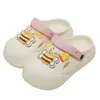 Cute Hole Shoes for Women Wearing Thick Sole, Anti slip, and Feet Feeling Cool Slippers for Summer Outskirts, Wearing Two Headed Slippers in Summer Cartoon