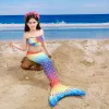Kids Mermaid Tails With Monofin Girls Children The Little Memaid Cosplay Swimsuit Bikini Bathing Halloween Costume For Pool