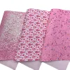 3pcs/conjunto Flakes de neve, tecido de vinil com glitter rosa combinando com o Papai Noel Princied Faux Leather para Brincos DIY 21x29cm Q132