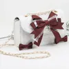 MBTI Lolita Bow Lace Shoulder Bag for Girl Pearl Jk Kawaii Trend Purse Japan Style Gentle Female Designer Crossbody Bag 240329