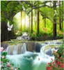 3d mural beautiful scenery wallpapers green big tree forest waterfall landscape wallpapers background wall6716225