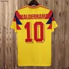 Colombia 1990 Maglie da calcio a casa retrò Valderrama Escobar Futbol Camiseta Shirt Vintage Cal