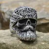 Hippie maschile grande barba indossare anelli teschio anelli cool punk cranio anello motociclista maschio 14k oro hip hop roccia hip hop regalo per lui