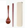 Dinnerware Sets Convenient Student Wooden Reusable Tableware Travel Portable Spoon Cutlery Set Chopsticks