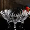 Estatuetas decorativas tigela de frutas de cristal versátil que serve frutas e lanches na sala de estar moderna