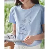 Toyouth Women Tshirt Summer Rothereave O Sece Sheal Tees Творческая линия печать пять цветов повседневные базовые топы All Matchs 240409