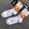 Chaussettes masculines Fashion Hip Hop Hit Hit Color on Fire Crew Red Flame Blaze Power Torch Warmth Street Skateboard Cotton Long