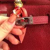 حقيبة نسائية من الجلد BK BK 35 30 Picotin 18 22 Bordeaux Red Togo Size 253035 Gold Buckle and Silver