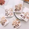 4 -stks 5 cm Frosted Simplicity Haarspelden voor meisjes Star Oval Triangle Square Hair Clips voor kinderen Snap Hair Clips Haarspeld klik Clack