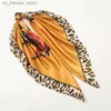 Halsdukar 2022 Neckerchief Shawl Wraps Print Silk Satin Scarf Square Women Muslim Hijab Elegant pannband Bandana Design Brand Foulard240409