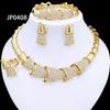 Jóias exclusivas de cores de ouro de Dubai para mulheres Brincos de colar de moda com 18k, bracelete anel 240402