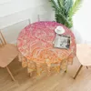 Table Cloth White Paisley Round Tablecloth Pink To Orange Ombre Graphic Cover For Kitchen Dining Room Elegant Protection