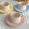 Tasses en céramique tasses à café et assiettes sous la couleur de la couleur haute température Résistante de fille cœur simple